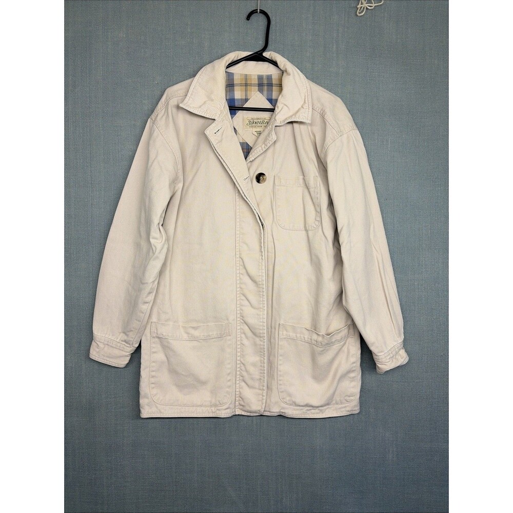 Vintage St Johns Bay M Beige Canvas Chore Jacket Barn Coat Corduroy Collar
